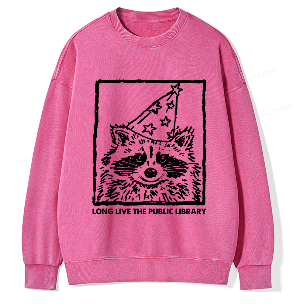Pagewings Long Live The Public Library Unisex Washed Sweatshirt