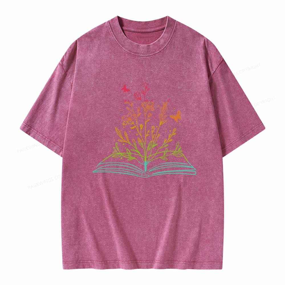 Pagewings Book Tees Library Shirts For Women Unisex Washed T-shirt