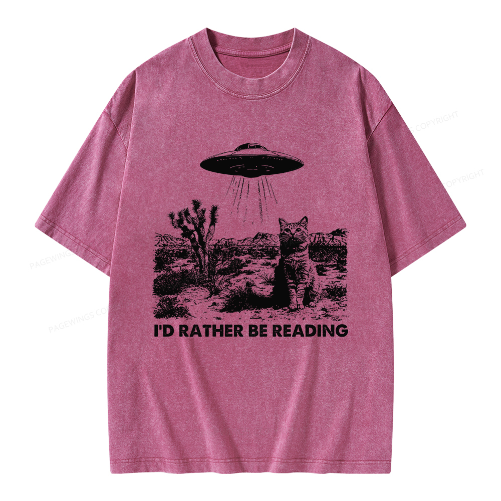 Pagewings I'd Rather Be Reading Unisex Washed T-shirt