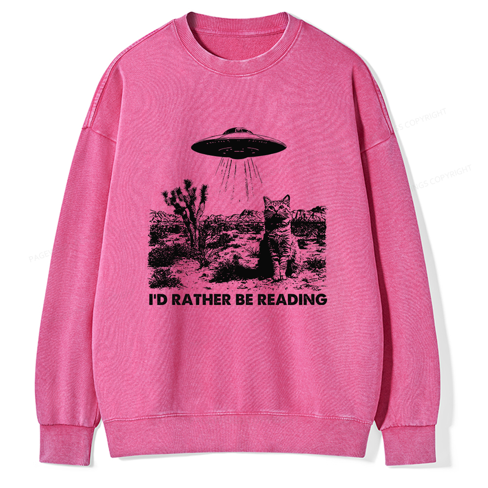 Pagewings I'd Rather Be Reading Unisex Washed Sweatshirt