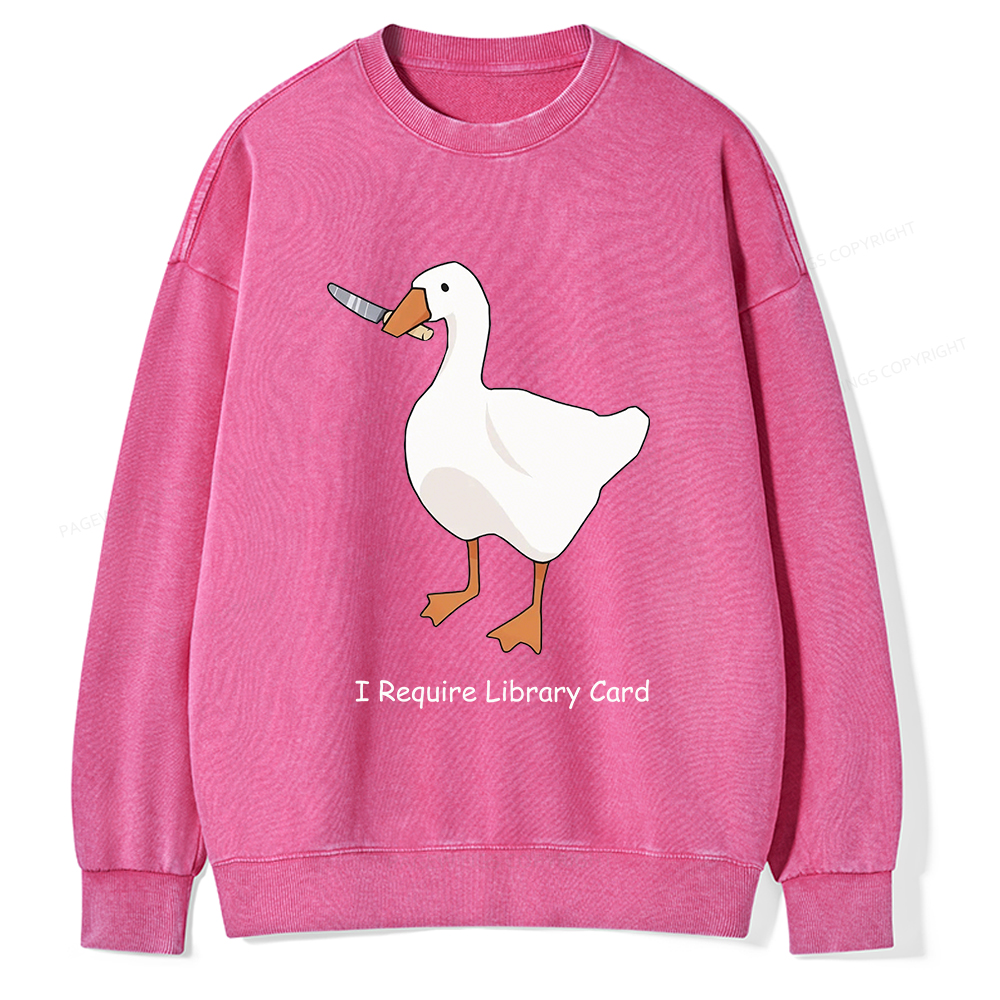 Pagewings I Require Library Card Unisex Washed Sweatshirt