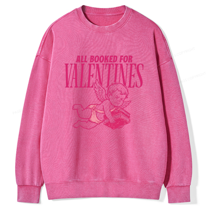 Pagewings All Booked For Valentine's Day Unisex Washed Sweatshirt