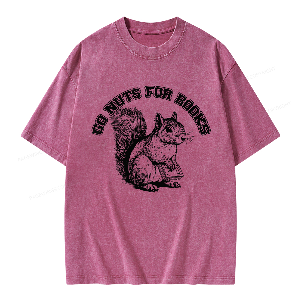 Pagewings Go Nuts For Books Unisex Washed T-shirt