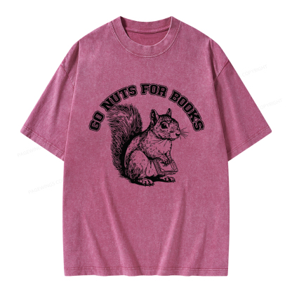 Pagewings Go Nuts For Books Unisex Washed T-shirt