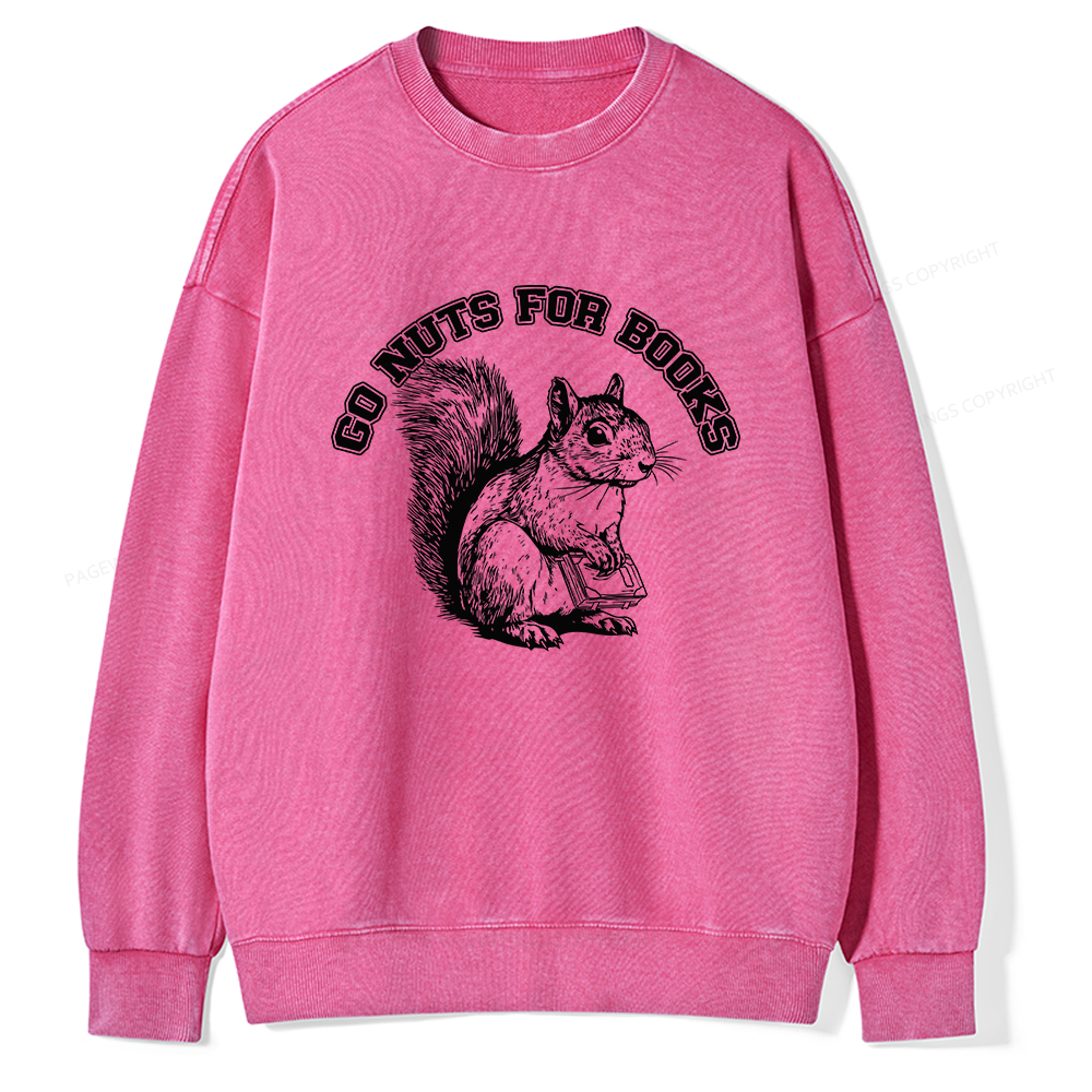Pagewings Go Nuts For Books Unisex Washed Sweatshirt