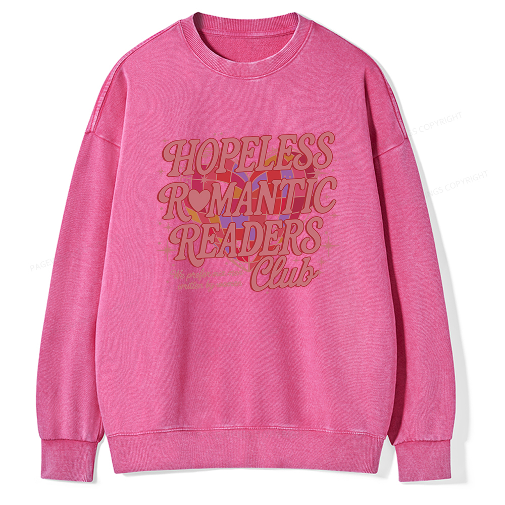 Pagewings Hopeless Romantic Readers Club Unisex Washed Sweatshirt