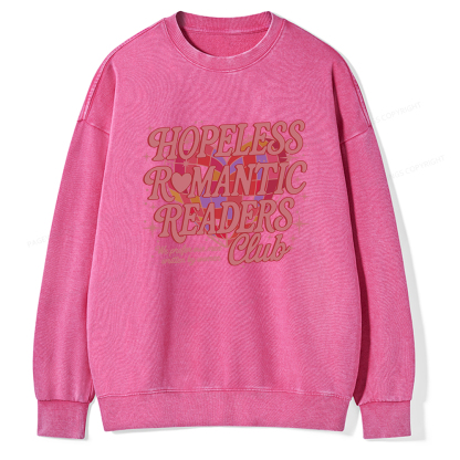 Pagewings Hopeless Romantic Readers Club Unisex Washed Sweatshirt