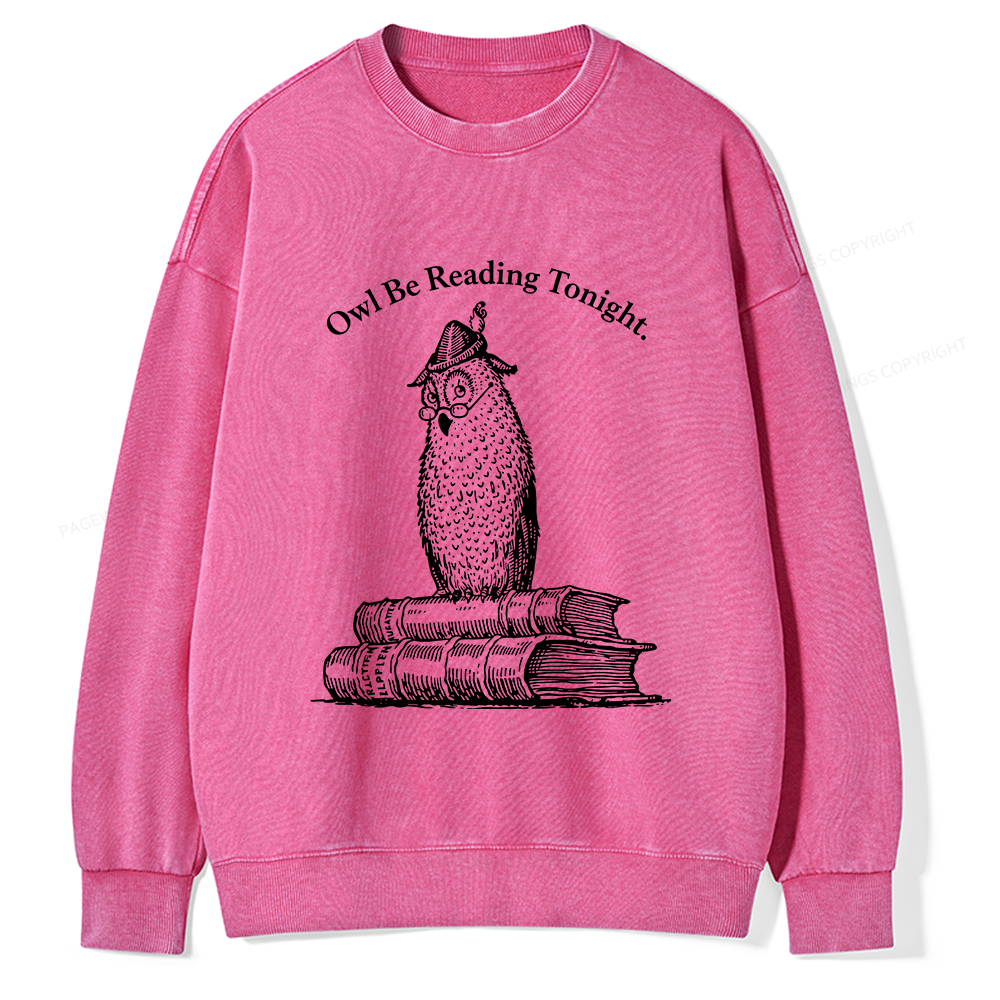 Pagewings Owl Be Reading Tonight Unisex Washed Sweatshirt