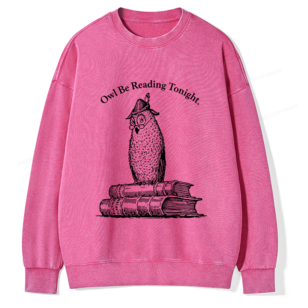 Pagewings Owl Be Reading Tonight Unisex Washed Sweatshirt