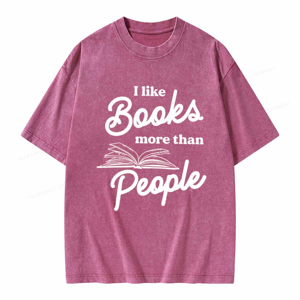 Pagewings Books More Than People Unisex Tee Unisex Washed T-shirt