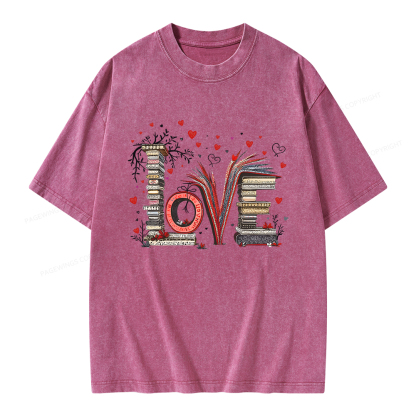 Pagewings Love Books Unisex Washed T-shirt