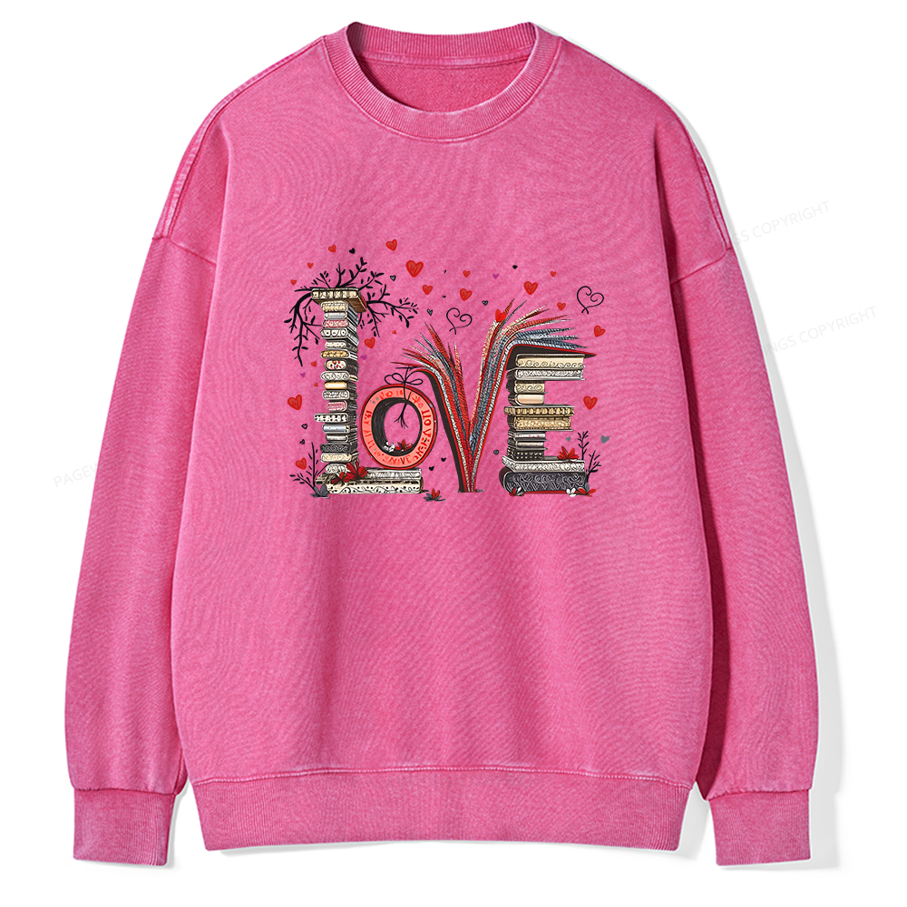 Pagewings Love Books Unisex Washed Sweatshirt