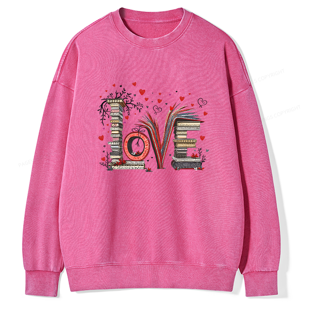 Pagewings Love Books Unisex Washed Sweatshirt