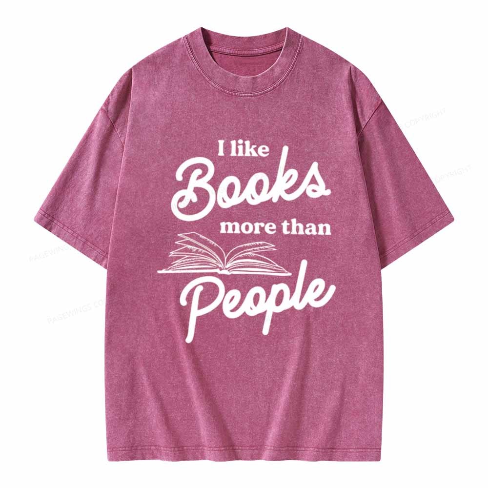 Pagewings Books More Than People Unisex Tee Unisex Washed T-shirt