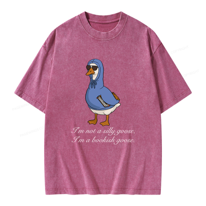 Pagewings I’m Not A Silly Goose I’m A Bookish Goose Unisex Washed T-shirt