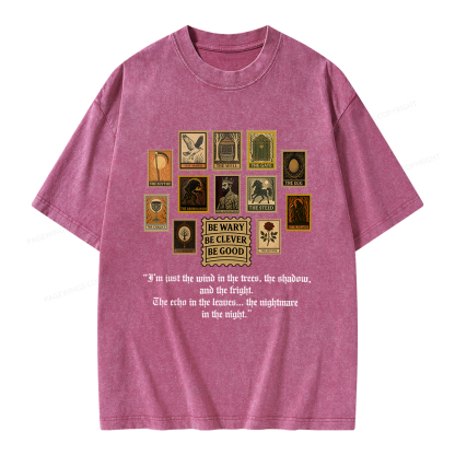 Pagewings Be Wary Be Clever Be Good Unisex Washed T-shirt