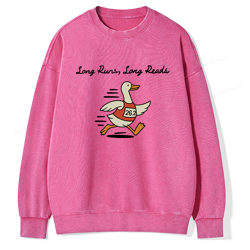 Pagewings Long Runs Long Reads Unisex Washed Sweatshirt