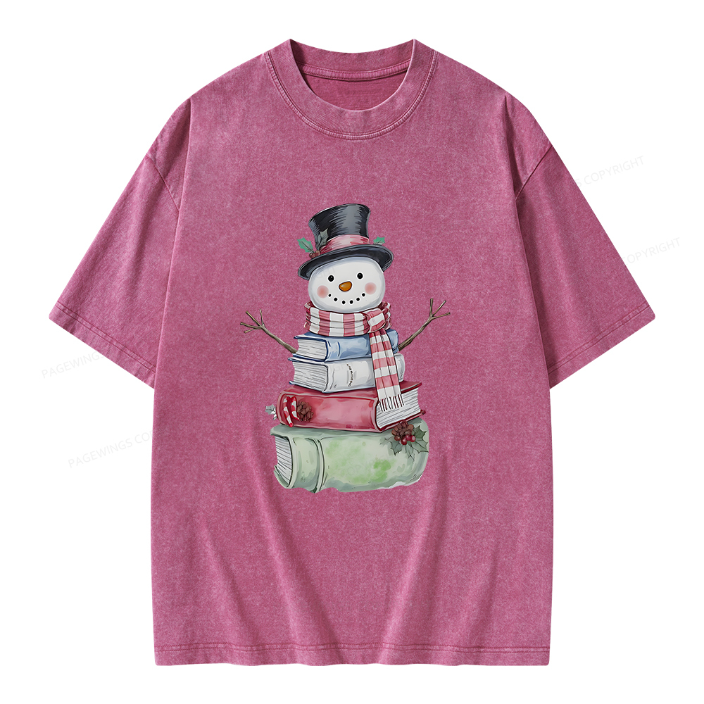 Pagewings Snowman Book Unisex Washed T-shirt