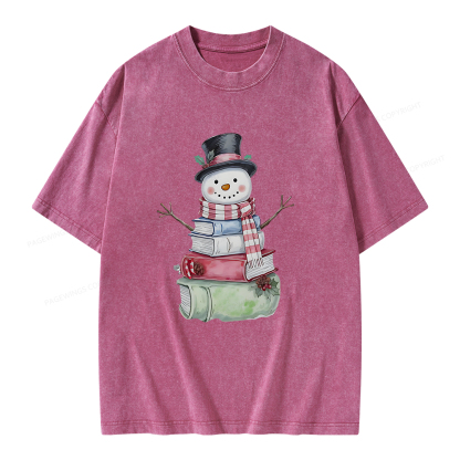 Pagewings Snowman Book Unisex Washed T-shirt