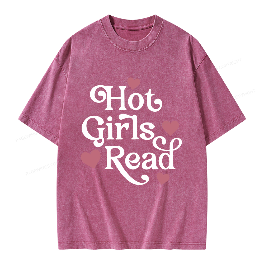 Pagewings Hot Girls Read Unisex Washed T-shirt