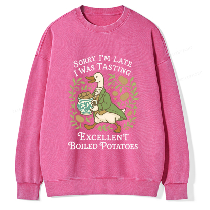 Pagewings Boiled Potatoes Unisex Washed Sweatshirt