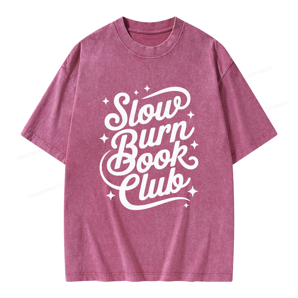 Pagewings Slow Burn Book Club Unisex Washed T-shirt