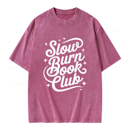 Pagewings Slow Burn Book Club Unisex Washed T-shirt
