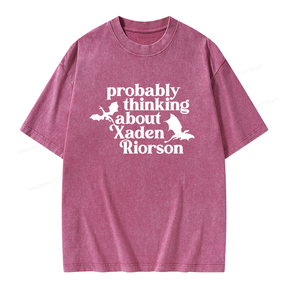 Pagewings Probably Thinking About Xaden Riorson Unisex Washed T-shirt