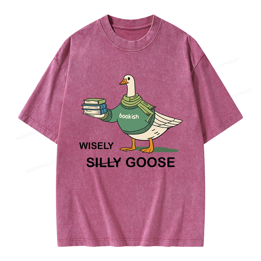 Pagewings Wisely Silly Goose  Unisex Washed T-shirt