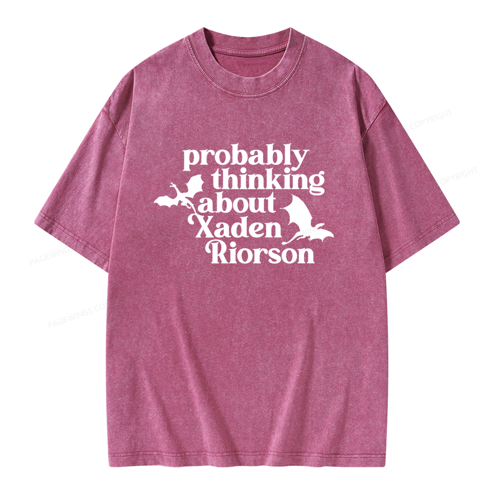 Pagewings Probably Thinking About Xaden Riorson Unisex Washed T-shirt
