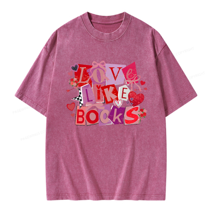 Pagewings Love Like Books Unisex Washed T-shirt