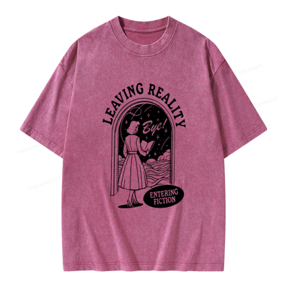 Pagewings Leaving Reality Entering Fiction Shirt Unisex Washed T-shirt