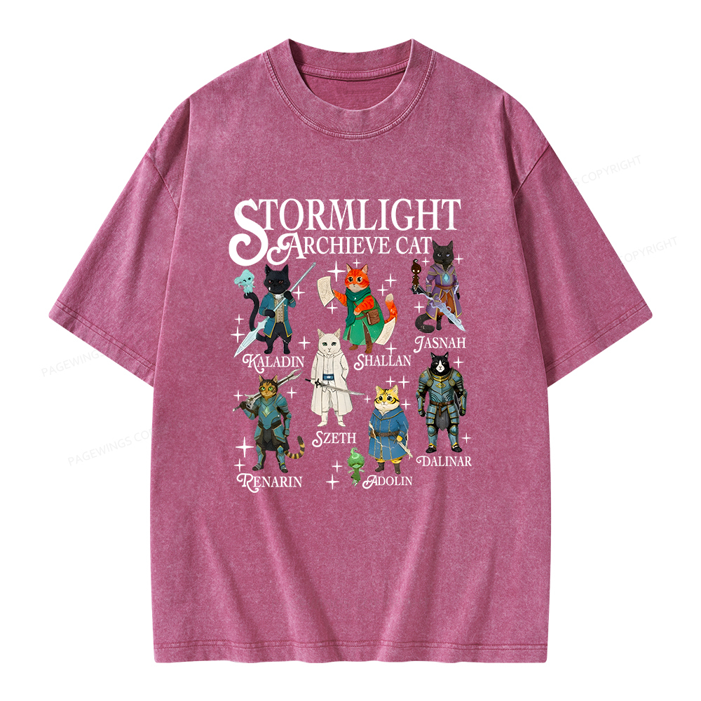 Pagewings Cat Characters Unisex Washed T-shirt