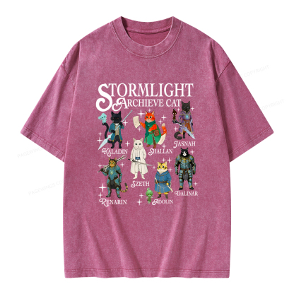 Pagewings Cat Characters Unisex Washed T-shirt