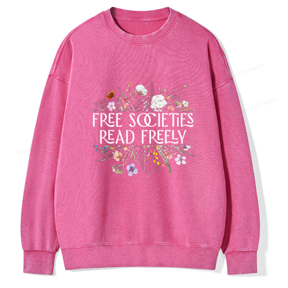 Pagewings Free Societies Read Freely Unisex Washed Sweatshirt