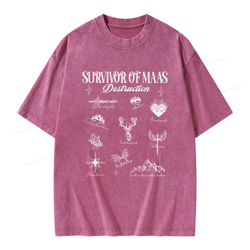Pagewings Survivor of Maas Unisex Washed T-shirt