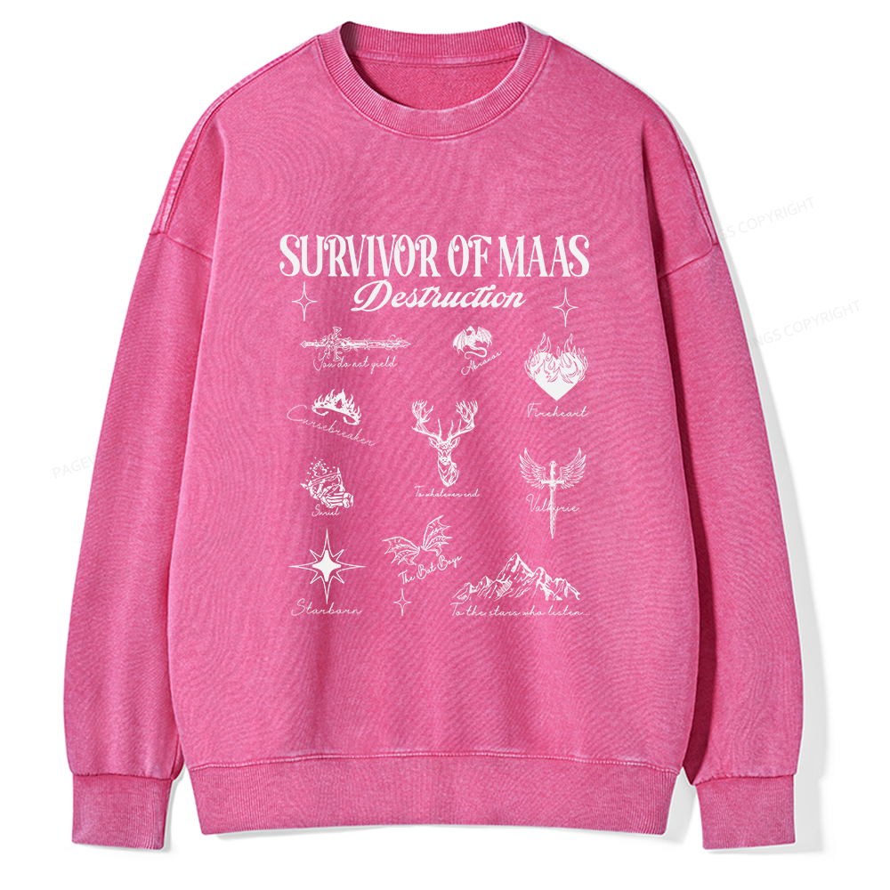 Pagewings Survivor of Maas Unisex Washed Sweatshirt