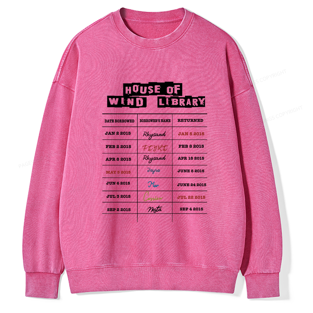 Pagewings House Of Wind Library Unisex Washed Sweatshirt