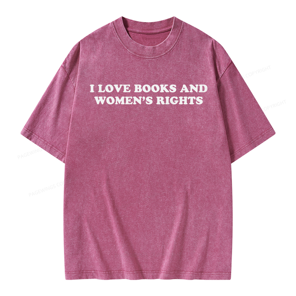 Pagewings I Love Books And Women's Rights Unisex Washed T-shirt