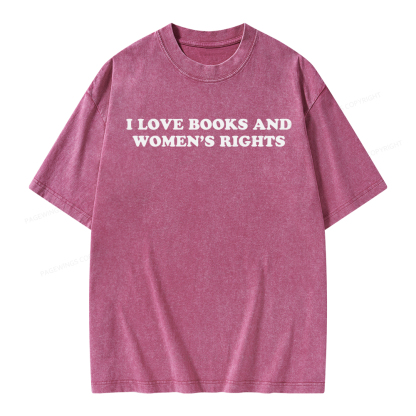 Pagewings I Love Books And Women's Rights Unisex Washed T-shirt