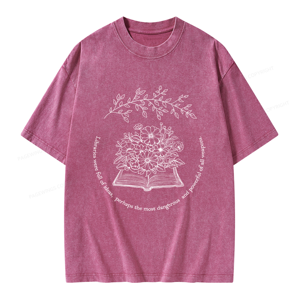 Pagewings Libraries Were Full Of Ideas Unisex Washed T-shirt