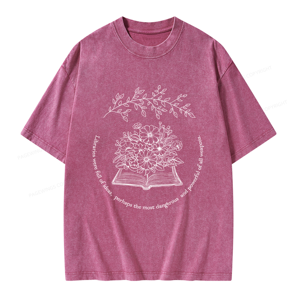 Pagewings Libraries Were Full Of Ideas Unisex Washed T-shirt