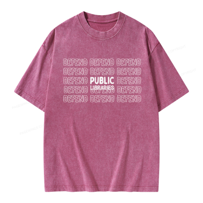 Pagewings Defend The Public Libraries Unisex Washed T-shirt