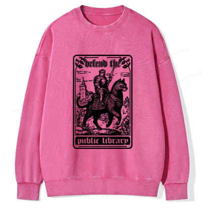 Pagewings Defend The Public Libraries Unisex Washed Sweatshirt