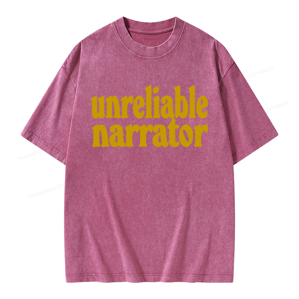 Pagewings Unreliable Narrator Unisex Washed T-shirt
