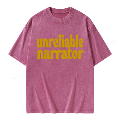 Pagewings Unreliable Narrator Unisex Washed T-shirt