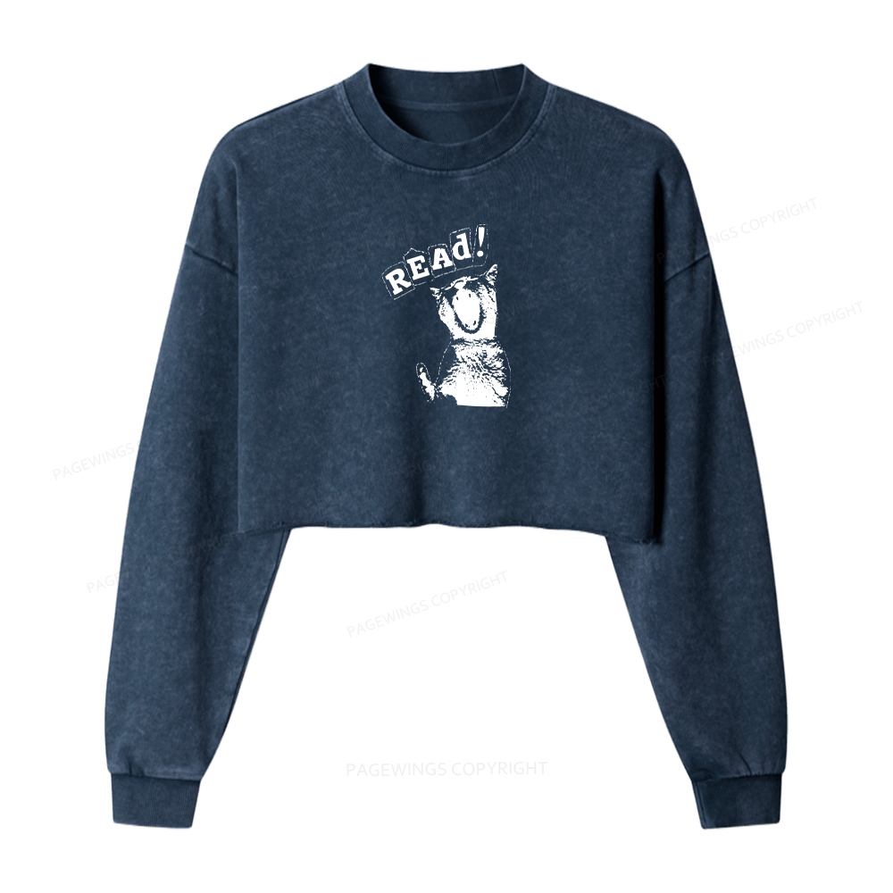 Pagewings Read Washed Crop Sweatshirt