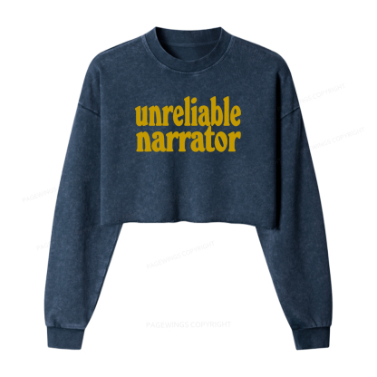 Pagewings Unreliable Narrator Washed Crop Sweatshirt
