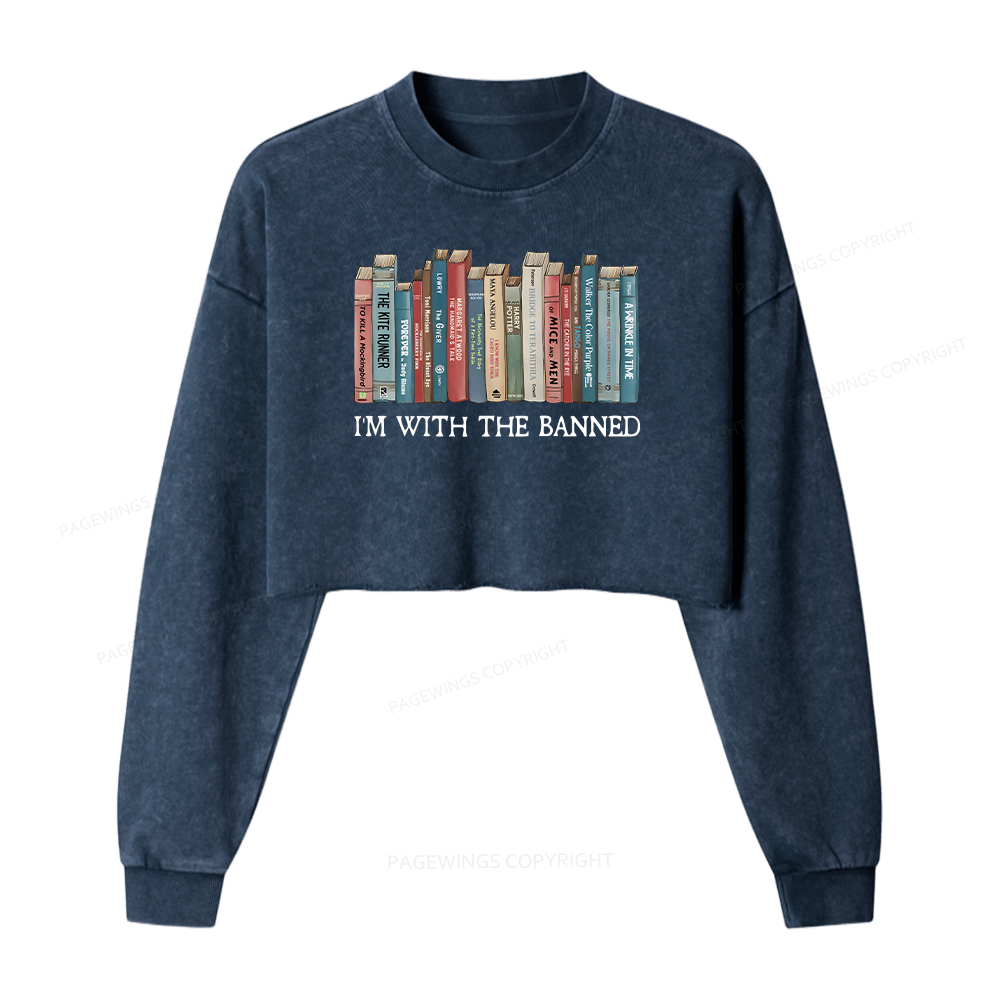 Pagewings I'm With The Banned Washed Crop Sweatshirt