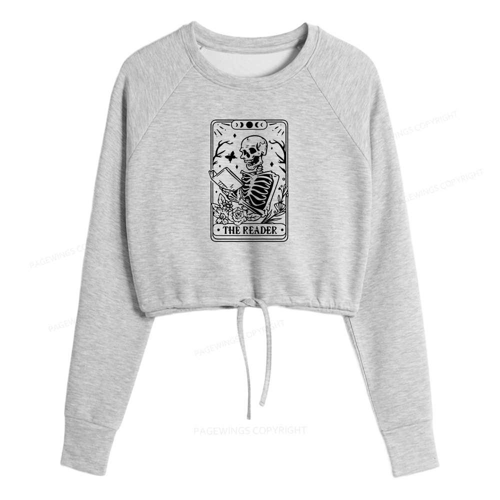 Pagewings Halloween The Reader Tarot Card Women Cropped Sweatshirt 